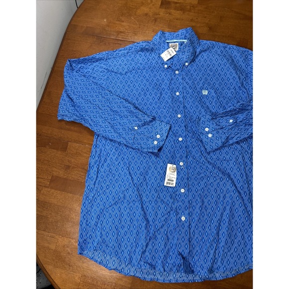 New Cunch Button Down Shirt Men's Size Large Blue Western Rancher NWT - Picture 6 of 14
